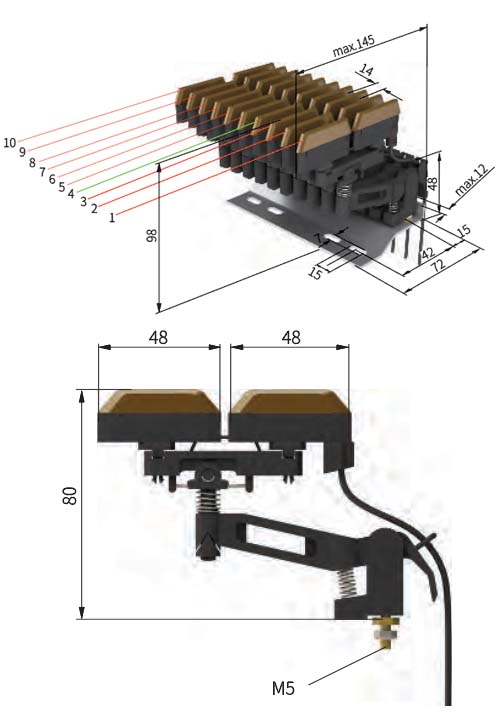 Комбинированный двойной токосъемник JDA2/40-4